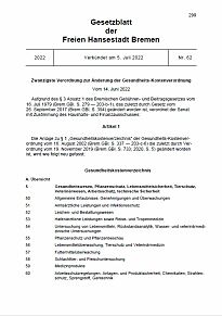 Bild zeigt erste Seite der Gebührenverordnung ab 01.08.2022