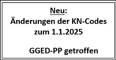 Änderungen der KN-Codes zum 01.01.2025