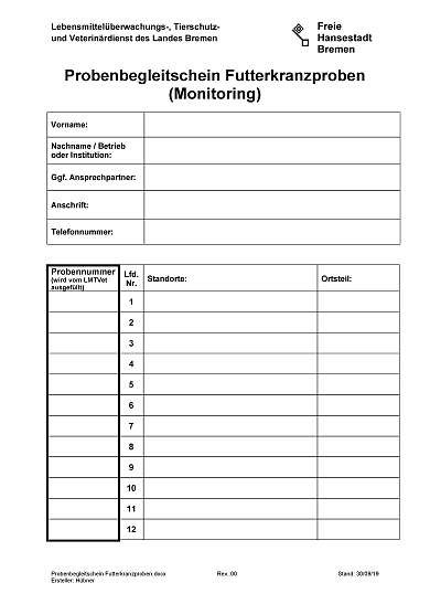 Bild zeigt das Formblatt